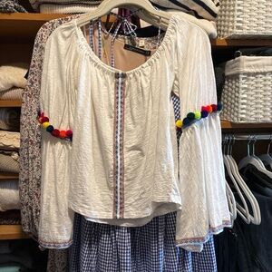PitUSA blouse with pom poms